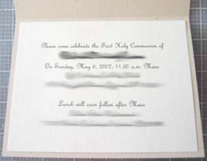 holy communion invitations wording inside card