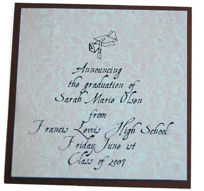 High school graduation invite in pink and brown